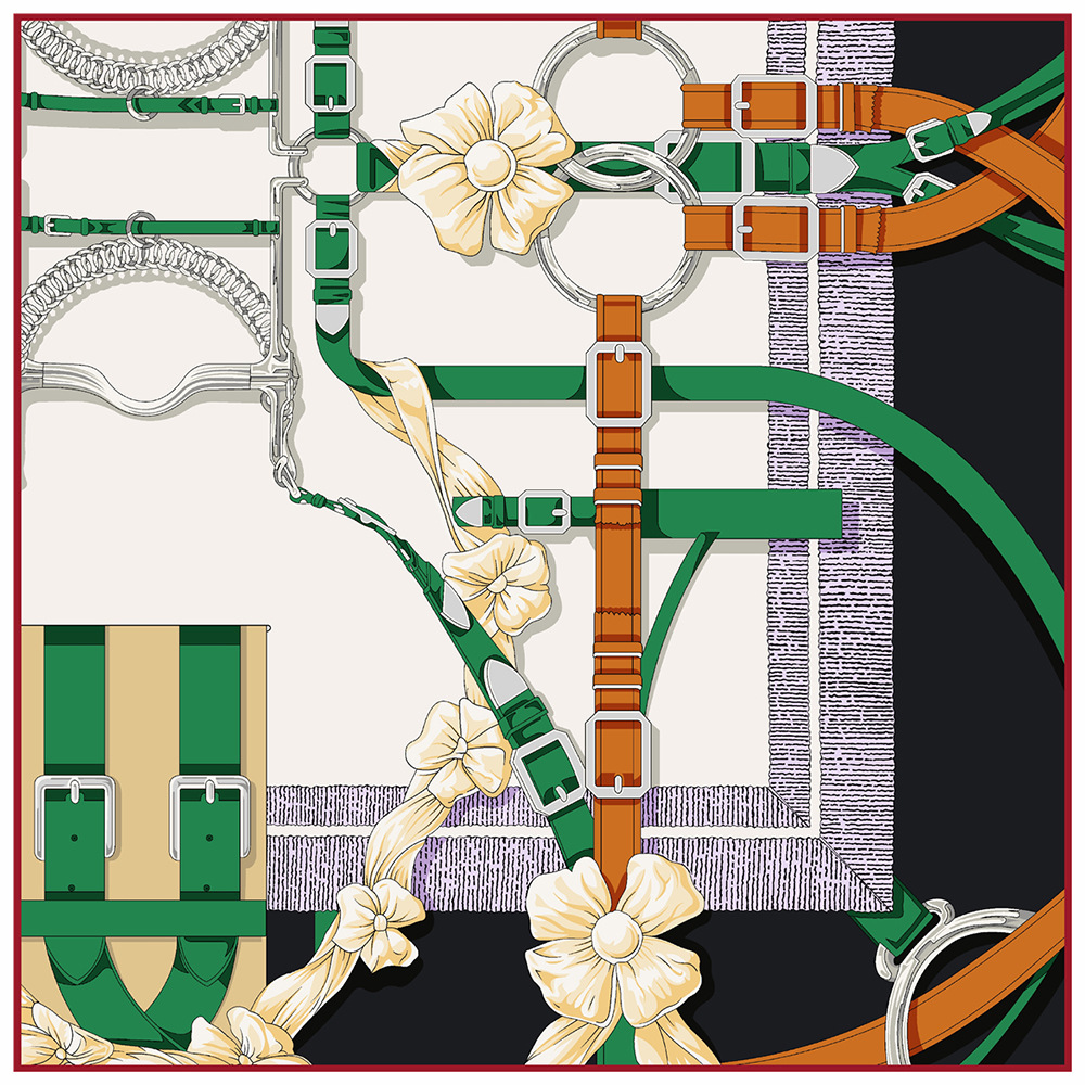 Scarf Silk Square - 90cm yeni tasarım kemer dimi ipek