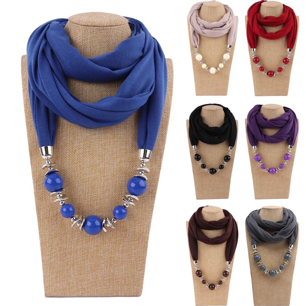 Infinity Scarf Knit - Şifon Eşarp Boncuklu Etnik Stil Sonsuzluk