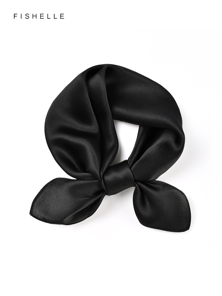 Scarf Silk Square - Katı renk siyah saf ipek eşarp